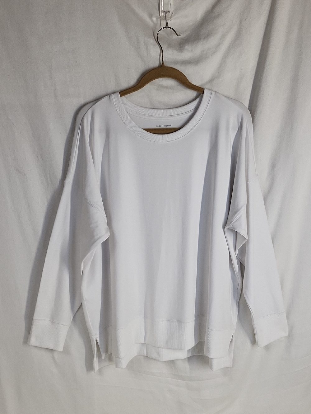 Eileen Fisher Pima Cotton Stretch Jersey Box-Top Size 1x White Boxy Fit Crewneck